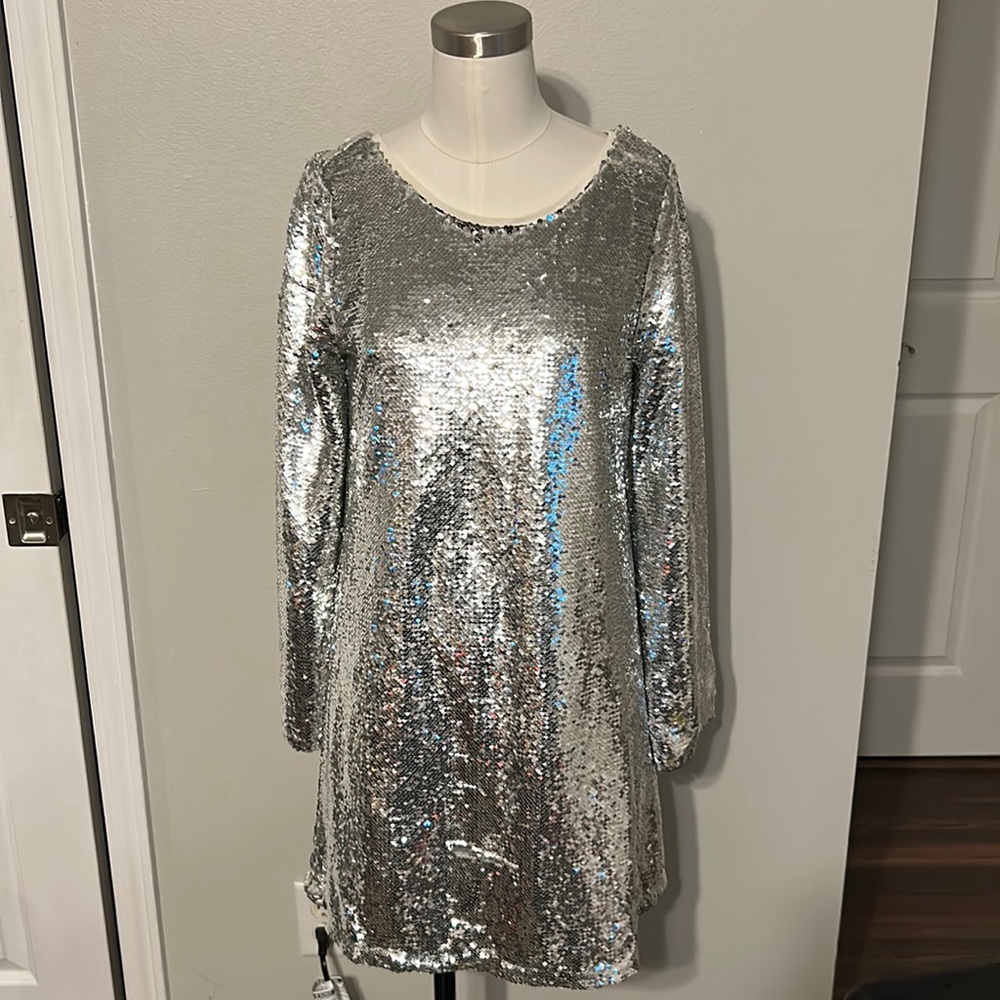 Double Zero Silver Sequin Dress.